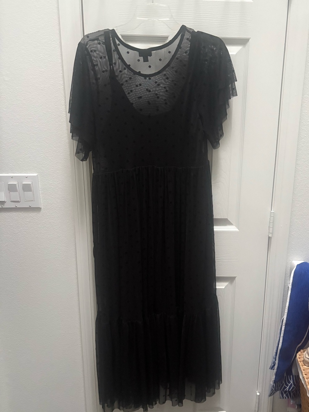 Torrid Black Sheer Polka Dot Maxi Dress Size 2 - Picture 2 of 4